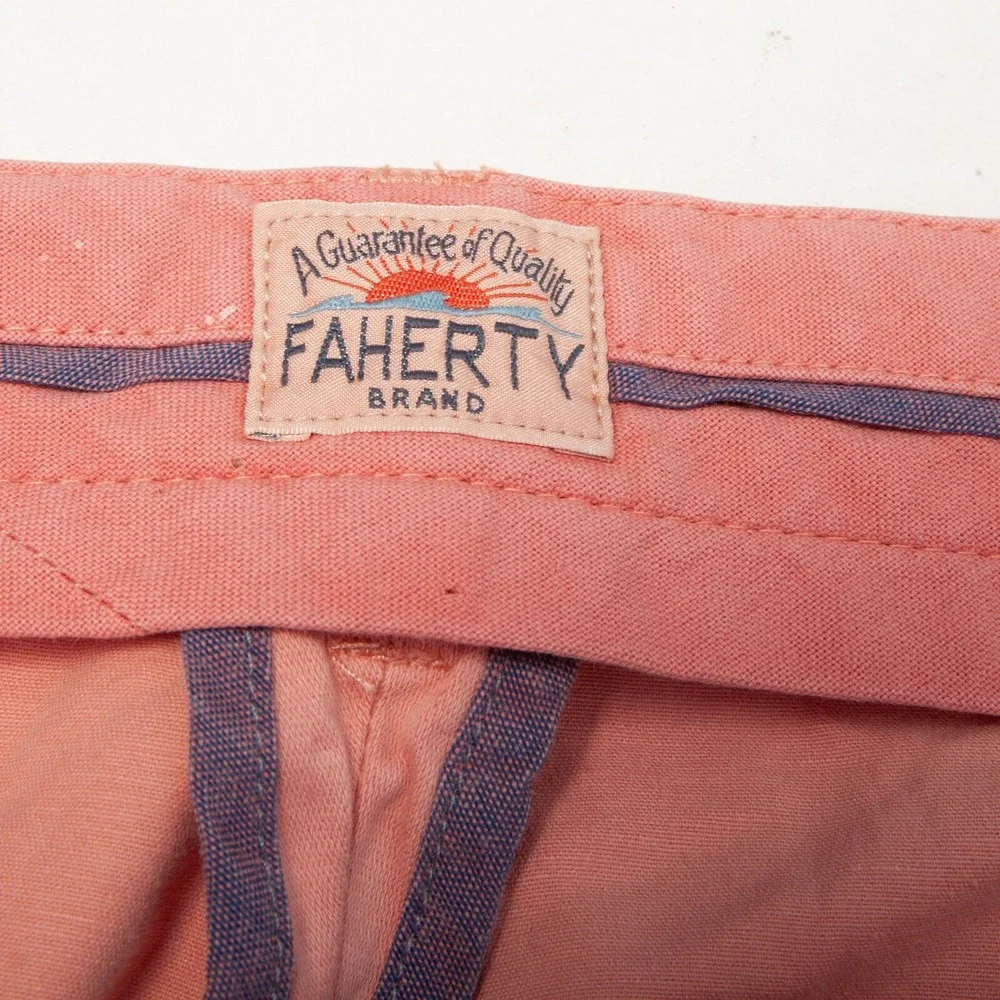 Faherty Stretch Chino Shorts Mens 42 Coral Pink Garment Dyed MBC0017COR New